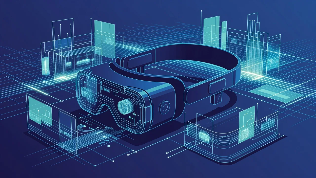 Business team testing VR headsets in a modern office environment